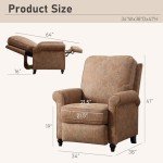Retro Brown Push Back Wingback Recliner Chair
