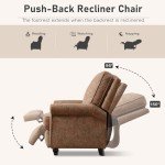 Retro Brown Push Back Wingback Recliner Chair