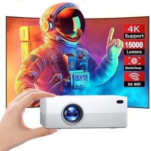 [Electric Focus] 4K Mini Projector with WiFi and Bluetooth, JOWLURK 15000L Portable Projector, Outdoor Movie Projector for Home, Compatible with Android/iOS/Windows/TV Stick/HDMI/USB