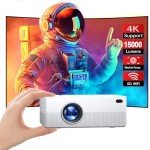 [Electric Focus] 4K Mini Projector with WiFi and Bluetooth, JOWLURK 15000L Portable Projector, Outdoor Movie Projector for Home, Compatible with Android/iOS/Windows/TV Stick/HDMI/USB