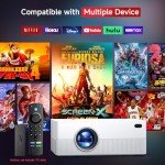 [Electric Focus] 4K Mini Projector with WiFi and Bluetooth, JOWLURK 15000L Portable Projector, Outdoor Movie Projector for Home, Compatible with Android/iOS/Windows/TV Stick/HDMI/USB