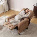 Retro Brown Push Back Wingback Recliner Chair