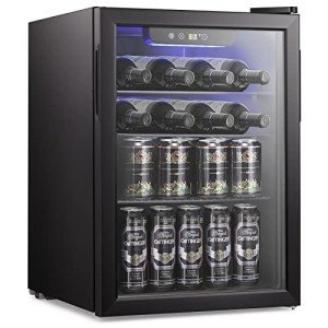 Antarctic Star 2.6cu.ft Wine Cooler/Cabinet Beverage Refrigerator, Small Mini Wine Cellar Fridge, Beer Soda Clear Front Glass Door, Quiet Operation, Adjust Temperature, Freestanding, Black………