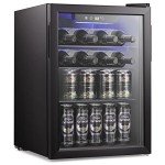 Antarctic Star 2.6cu.ft Wine Cooler/Cabinet Beverage Refrigerator, Small Mini Wine Cellar Fridge, Beer Soda Clear Front Glass Door, Quiet Operation, Adjust Temperature, Freestanding, Black………