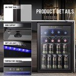 Antarctic Star 2.6cu.ft Wine Cooler/Cabinet Beverage Refrigerator, Small Mini Wine Cellar Fridge, Beer Soda Clear Front Glass Door, Quiet Operation, Adjust Temperature, Freestanding, Black………