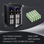 Antarctic Star 2.6cu.ft Wine Cooler/Cabinet Beverage Refrigerator, Small Mini Wine Cellar Fridge, Beer Soda Clear Front Glass Door, Quiet Operation, Adjust Temperature, Freestanding, Black………