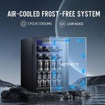 Antarctic Star 2.6cu.ft Wine Cooler/Cabinet Beverage Refrigerator, Small Mini Wine Cellar Fridge, Beer Soda Clear Front Glass Door, Quiet Operation, Adjust Temperature, Freestanding, Black………