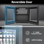 Feelfunn Beverage Refrigerator Cooler - 12 Bottle 55 Can Mini Fridge with Glass Door for Drinks Beer Wine Soda - Small Refrigerator for Office Home Bedroom Bar, 1.3 Cu.Ft, Black