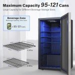 Yeego 3.1Cu.ft Beverage Refrigerator Cooler, 121 Can Mini Fridge with Glass Door, Small Drink Fridge with Adjustable Thermostat, Beverage Cooler for Beer Drinks Wines for Home Office or Bar