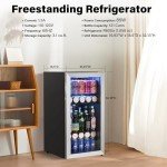 Yeego 3.1Cu.ft Beverage Refrigerator Cooler, 121 Can Mini Fridge with Glass Door, Small Drink Fridge with Adjustable Thermostat, Beverage Cooler for Beer Drinks Wines for Home Office or Bar