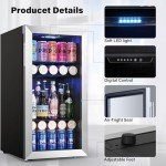 Yeego 3.1Cu.ft Beverage Refrigerator Cooler, 121 Can Mini Fridge with Glass Door, Small Drink Fridge with Adjustable Thermostat, Beverage Cooler for Beer Drinks Wines for Home Office or Bar