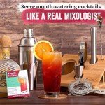 Barillio Bartender Kit - Stainless-Steel Cocktail Shaker Set with Bamboo Stand - Mixology Bar Tools w/Shaker, Drink Mixer Spoon & Muddler for Cocktails - Home Bar Accessories - 10-Pc Bar Set - Silver