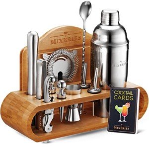 Mixology Bartender Kit with Stand - 18 Piece Bar Set Cocktail Shaker Gift Set, Drink Mixer Set for Home Bar with All Bar Accessories - Bar Tool Set, Cocktail Kit, Mixology Set, Bar Kit