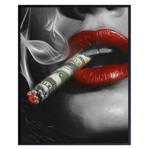 Man cave Motivational Wall Art Print - Sexy Woman Home Office Decor - Entrepreneur executive Success Wall Art - Money Decor - Man Cave Signs - Masculine Decor - Home Decor for Men - Wall Decor for Men