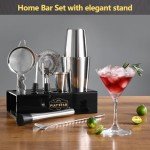 Plat Star Mixology Bartender Kit | Home Bar Set Cocktail Shakers Bartending Kit | Bar Tools Boston Shaker Set with Stand | Professional Drink Mixing Martini Shaking Tins Barware Set w/Strainer