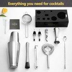 Plat Star Mixology Bartender Kit | Home Bar Set Cocktail Shakers Bartending Kit | Bar Tools Boston Shaker Set with Stand | Professional Drink Mixing Martini Shaking Tins Barware Set w/Strainer