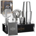 Plat Star Mixology Bartender Kit | Home Bar Set Cocktail Shakers Bartending Kit | Bar Tools Boston Shaker Set with Stand | Professional Drink Mixing Martini Shaking Tins Barware Set w/Strainer