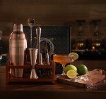 Hawke & Hanley Premium Cocktail Shaker Set Bartender Kit - 10 Piece Brushed Copper Mixology Bar Set with a 24 oz Martini Shaker, Bar Tools and a Bamboo Stand - Housewarming Gift Ideas for New Home