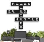 Motivational Wall Art Wooden Tiles - Large Premium Pine Wood Crossword for Inspirational Wall Art - Perfect Decor for the Office Wall, Man Cave, Gym, Dorm - Gift for Promotion, Entrepreneur, Student,