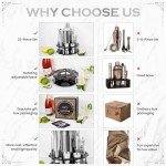Mixology Bartender Kit Cocktail Shaker Set: 22-Piece, Bar Tools with Rotating Stand, Bar Set with All Essential Accessory Tools: Martini Shaker, Jigger, Strainer, Mixer Spoon, Muddler Ect, (Silver)