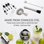 20-Piece Cocktail Mixology Shaker Set - Bartender Kit with Bamboo Stand - Bar Accessories Kit Including a Martini Shaker, Jigger, Recipe Book, Gift Set