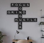 Motivational Wall Art Wooden Tiles - Large Premium Pine Wood Crossword for Inspirational Wall Art - Perfect Decor for the Office Wall, Man Cave, Gym, Dorm - Gift for Promotion, Entrepreneur, Student,
