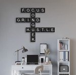 Motivational Wall Art Wooden Tiles - Large Premium Pine Wood Crossword for Inspirational Wall Art - Perfect Decor for the Office Wall, Man Cave, Gym, Dorm - Gift for Promotion, Entrepreneur, Student,