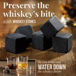 Mixology & Craft Whiskey Stones Gift Set - Great Whiskey Gifts for Men, 13pc Kit w/ 2 Bourbon Whiskey Glass Set, 8 Whiskey Rocks & Stand, Bourbon Gifts for Groomsmen, Anniversary, Birthday