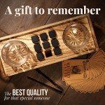 Mixology & Craft Whiskey Stones Gift Set - Great Whiskey Gifts for Men, 13pc Kit w/ 2 Bourbon Whiskey Glass Set, 8 Whiskey Rocks & Stand, Bourbon Gifts for Groomsmen, Anniversary, Birthday