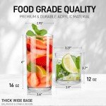 Zulay Kitchen Acrylic Glasses Drinkware - 8 Piece Unbreakable Plastic Tumblers - BPA-Free, Reusable Plastic Drinking Glasses for Home & Outdoors - Stackable, Lead-Free & Dishwasher Safe - (12&16oz)