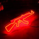 AK47 Gun Neon Sign Gun Neon Light LED Neon Sign for Wall Décor Dimmable LED Neon Light for Bar Restaurant Music Concert Man Cave Wall Art 16.5"×6.3"