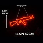 AK47 Gun Neon Sign Gun Neon Light LED Neon Sign for Wall Décor Dimmable LED Neon Light for Bar Restaurant Music Concert Man Cave Wall Art 16.5"×6.3"