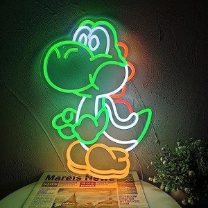 JOSEBRU Anime Neon Sign Dinosaurs Neon Sign Dimmable LED Neon Lights for Bedroom Wall Decor Game Room Decor Mario Decor for Kids Boys Man Cave, Gifts for Mario Fans