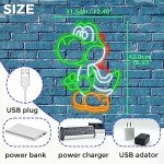JOSEBRU Anime Neon Sign Dinosaurs Neon Sign Dimmable LED Neon Lights for Bedroom Wall Decor Game Room Decor Mario Decor for Kids Boys Man Cave, Gifts for Mario Fans
