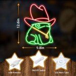 Kavaas Frog Neon Sign 12.6“ x 9.8”, Frog with Cowboy Hat LED Sign for Wall Decor | Cowboy Neon Signs for Man Cave, Gameroom, Bedroom, Bar - Best Gifts for Rodeo Enthusiast, Birthday, Christmas
