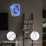 Gamerneon Playing Cards Neon Signs for Wall Decor Poker Teens Led Neon Light Blue White Usb Light Sign for Bedroom Casino Bar Hotel Play Room Birthday Party Decor