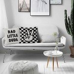 HIWX Rad Little Cool Dude Preppy Black Checkered Peace Sign Lightning Decorative Pillowcase Throw Pillow Cover,Trendy Preppy for Sofa Bed Boy Teen Room Dorm Decor 18 x 18 Inch Pillow Case Set of 4