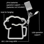 VIFULIN Beer Neon Sign Neon Beer Signs, LED Beer Sign Beer Light up Sign for Wall Decor, USB/Battery Operated Neon Sign Beer Gifts, Yellow & White Beer LED Sign Neon Beer Signs for Man Cave Decor