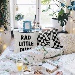HIWX Rad Little Cool Dude Preppy Black Checkered Peace Sign Lightning Decorative Pillowcase Throw Pillow Cover,Trendy Preppy for Sofa Bed Boy Teen Room Dorm Decor 18 x 18 Inch Pillow Case Set of 4