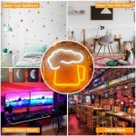 VIFULIN Beer Neon Sign Neon Beer Signs, LED Beer Sign Beer Light up Sign for Wall Decor, USB/Battery Operated Neon Sign Beer Gifts, Yellow & White Beer LED Sign Neon Beer Signs for Man Cave Decor