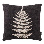 TRENDIN Retro Black Fern Leaf Throw Pillow Cover 18x18 inch Man Cave Decor Cotton Linen Cushion Case for Sofa Couch PL515TR