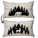 HUYAW Woodland Wild Animal Bear Deer Elk Forest Camping Reversible Throw Pillow Cover, Wildlife Lover Camper Gifts for Men Women, Wildlife Rustic Pillow Case 12 x 20 Inch Home RV Camper Bed Sofa Decor
