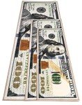 HUAHOO Money Rugs 100 Dollar Bill Runner Cool Area Rug for Living Room Kitchen Rug Laundry Runner Rug Bedroom Bathroom Mat (18" x 43")