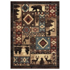 Home Dynamix Buffalo Bear Rustic Area Rug, Brown/Red, 5'2"x7'2", Rectangular