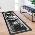 DVKKHD 100 Dollar Bill Runner Rugs for Hallways Black and White Kitchen Rugs Non Skid Modern Money Bedroom Rug Runner Washable Entryway Rug for Home Decor Laundry Room Bathroom Carpet 24”x59”