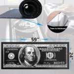 DVKKHD 100 Dollar Bill Runner Rugs for Hallways Black and White Kitchen Rugs Non Skid Modern Money Bedroom Rug Runner Washable Entryway Rug for Home Decor Laundry Room Bathroom Carpet 24”x59”