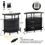 Tribesigns Smart LED Bar Table, 3-Tier Liquor Bar Unit with RGB Lights, Wine Glasses Holder and Storage Shelves, Alcohol Bar Cabinet with Mesh & Footrest Mini Bar Buffet Sideboard for Home Kitchen