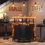 Tribesigns Smart LED Bar Table, 3-Tier Liquor Bar Unit with RGB Lights, Wine Glasses Holder and Storage Shelves, Alcohol Bar Cabinet with Mesh & Footrest Mini Bar Buffet Sideboard for Home Kitchen