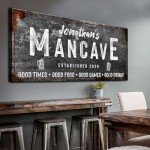 Tailored Canvases Man Cave Wall Sign - Personalized Mancave Wall Art Decor for Men, Guys - Custom Decoration for Home Bar, Entertainment Room, Game Room and Basement - Rustic Decoration 36x12in
