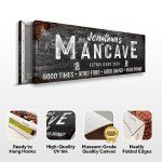 Tailored Canvases Man Cave Wall Sign - Personalized Mancave Wall Art Decor for Men, Guys - Custom Decoration for Home Bar, Entertainment Room, Game Room and Basement - Rustic Decoration 36x12in